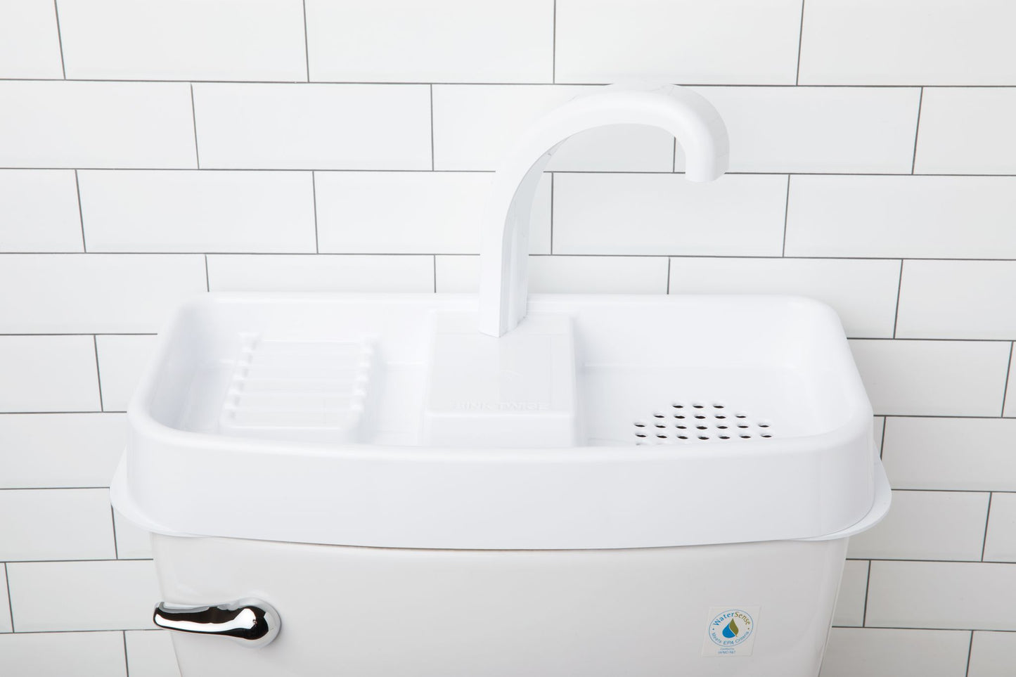 Adaptable Sink Twice for toilet tanks 16.8" - 20.3" wide measured with tank lid off